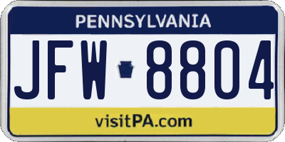 PA license plate JFW8804
