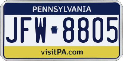 PA license plate JFW8805