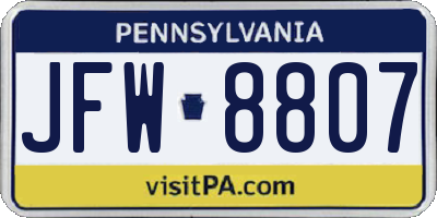 PA license plate JFW8807