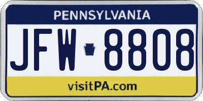 PA license plate JFW8808