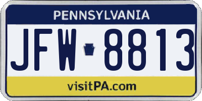 PA license plate JFW8813