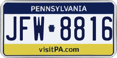 PA license plate JFW8816