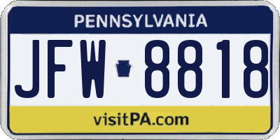 PA license plate JFW8818