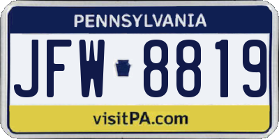 PA license plate JFW8819