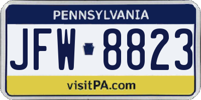 PA license plate JFW8823