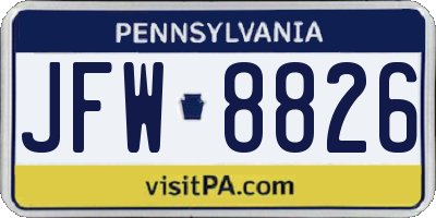 PA license plate JFW8826