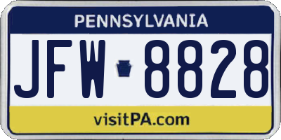 PA license plate JFW8828