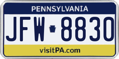 PA license plate JFW8830