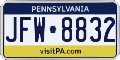 PA license plate JFW8832