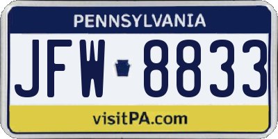 PA license plate JFW8833