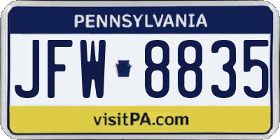 PA license plate JFW8835