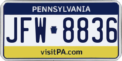 PA license plate JFW8836