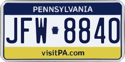 PA license plate JFW8840