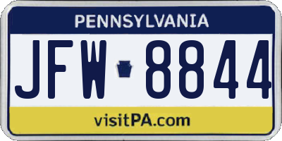 PA license plate JFW8844