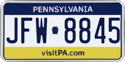 PA license plate JFW8845
