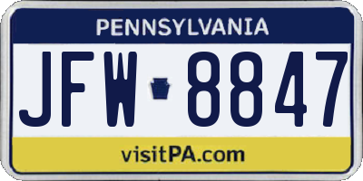 PA license plate JFW8847