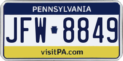 PA license plate JFW8849