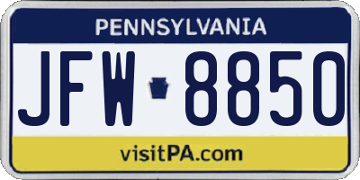 PA license plate JFW8850