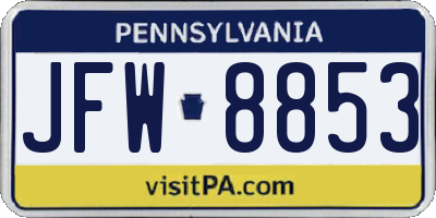 PA license plate JFW8853