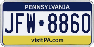 PA license plate JFW8860
