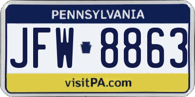 PA license plate JFW8863