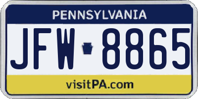 PA license plate JFW8865