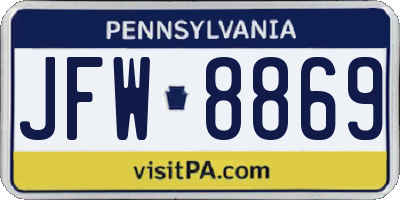 PA license plate JFW8869