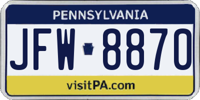 PA license plate JFW8870