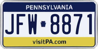 PA license plate JFW8871