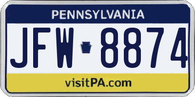 PA license plate JFW8874