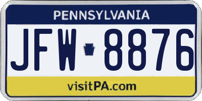 PA license plate JFW8876