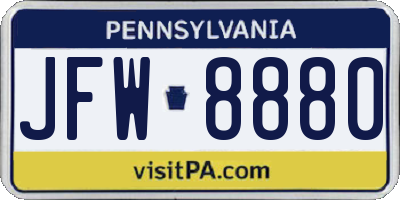PA license plate JFW8880
