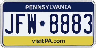PA license plate JFW8883