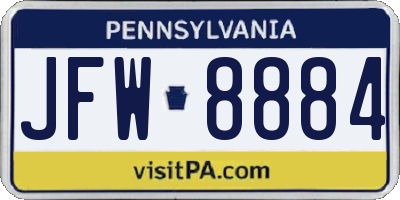 PA license plate JFW8884
