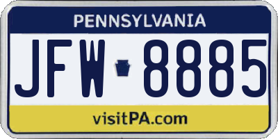 PA license plate JFW8885