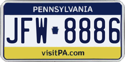 PA license plate JFW8886