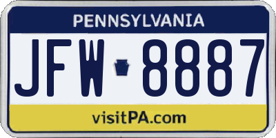 PA license plate JFW8887