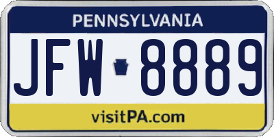PA license plate JFW8889