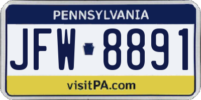 PA license plate JFW8891