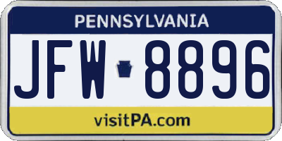 PA license plate JFW8896