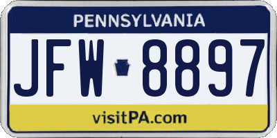 PA license plate JFW8897