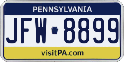 PA license plate JFW8899