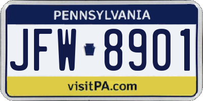 PA license plate JFW8901