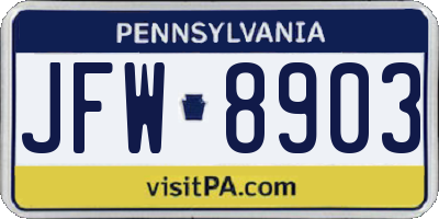 PA license plate JFW8903