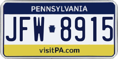PA license plate JFW8915
