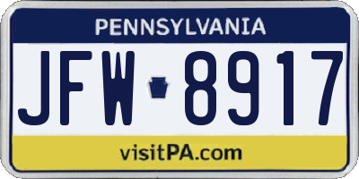 PA license plate JFW8917