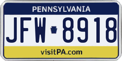 PA license plate JFW8918