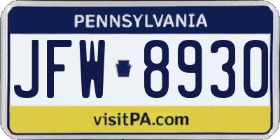 PA license plate JFW8930