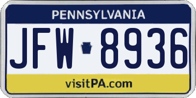 PA license plate JFW8936