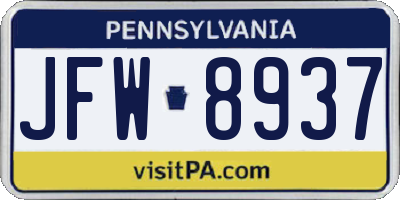 PA license plate JFW8937